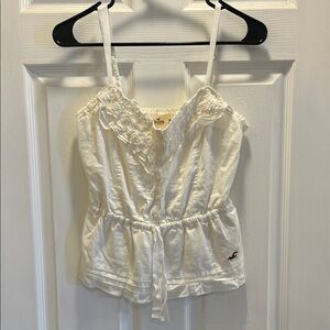 Hollister White Lace with Clear Sequence Embellished Top